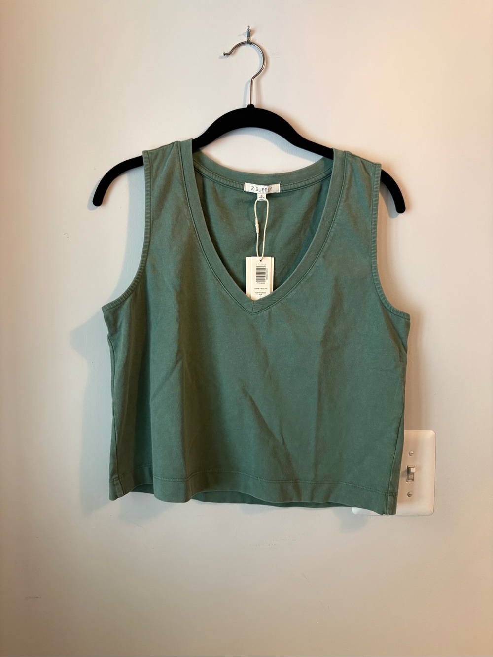Z Supply Sloane Vneck Cropped Tank Top - Sage